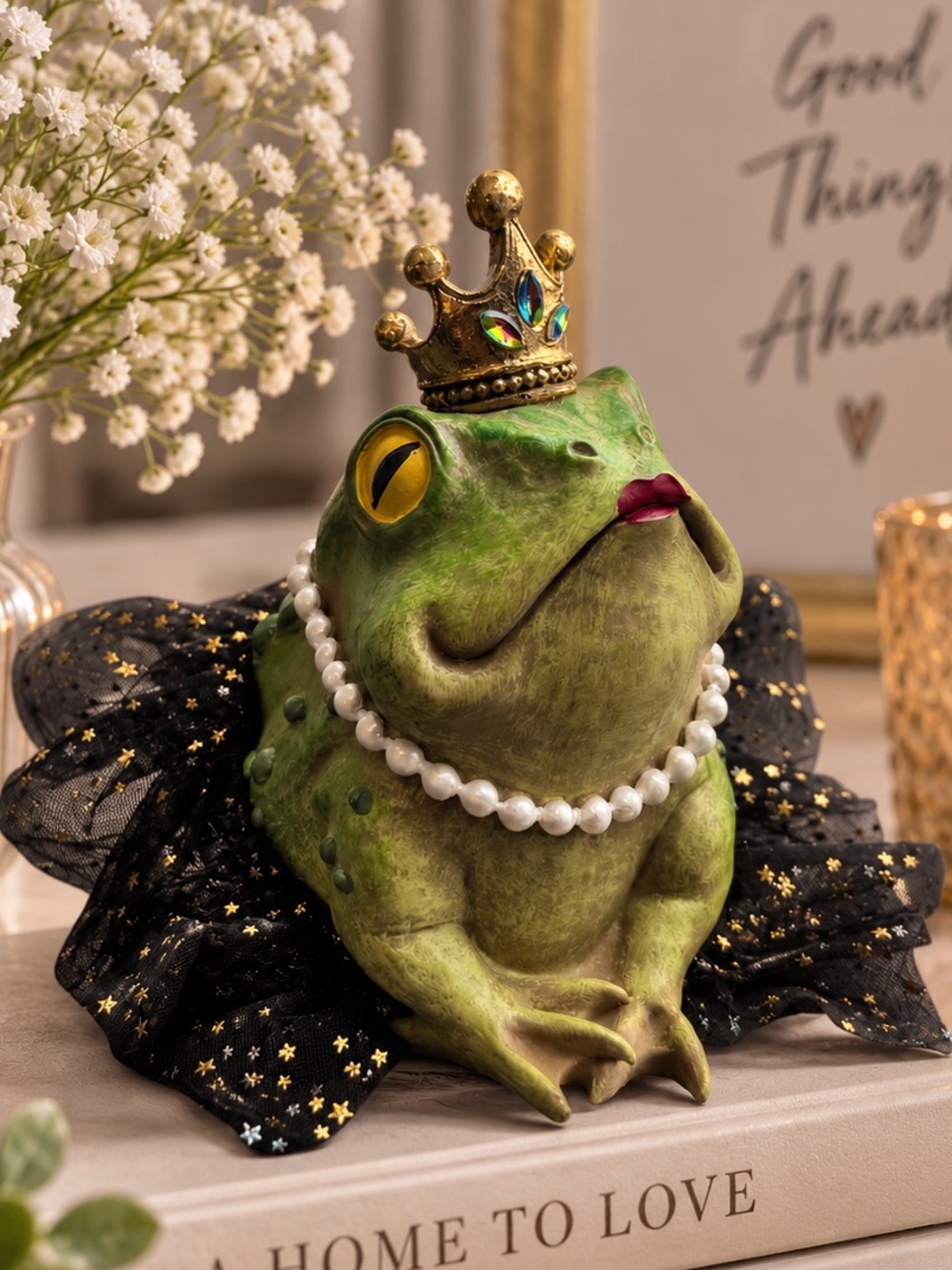 Viral Frog Princess Crown Tutu Figurine Cottagecore Decor